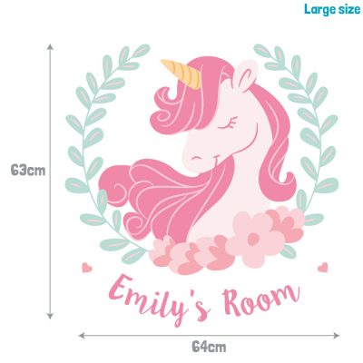 Personalised unicorn wreath wall sticker | Unicorn wall stickers | Stickerscape | UK