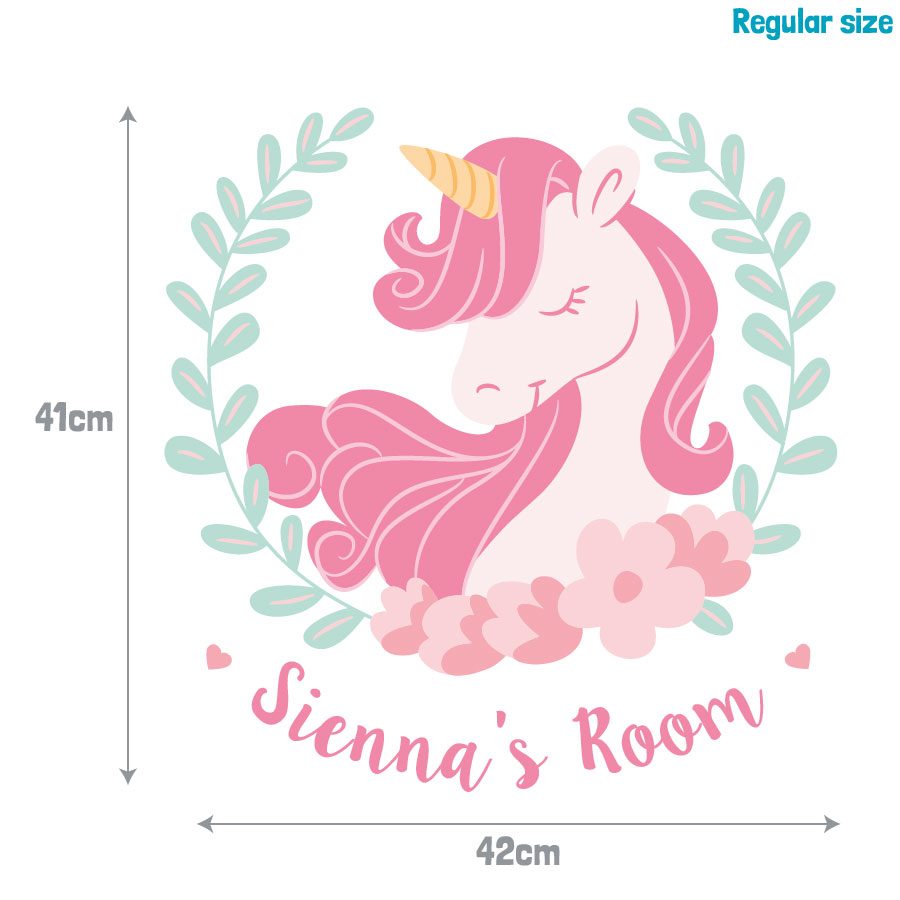 Personalised unicorn wreath wall sticker | Unicorn wall stickers | Stickerscape | UK