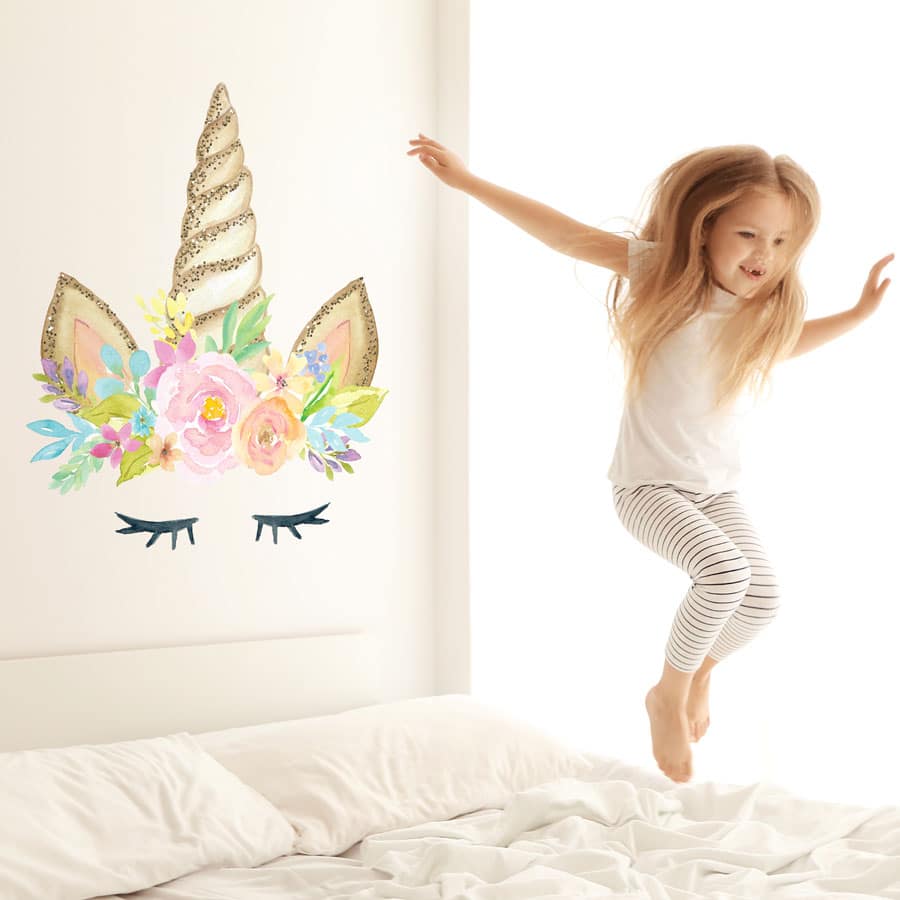 unicorn wall sticker perfect for decorating a childs bedroom