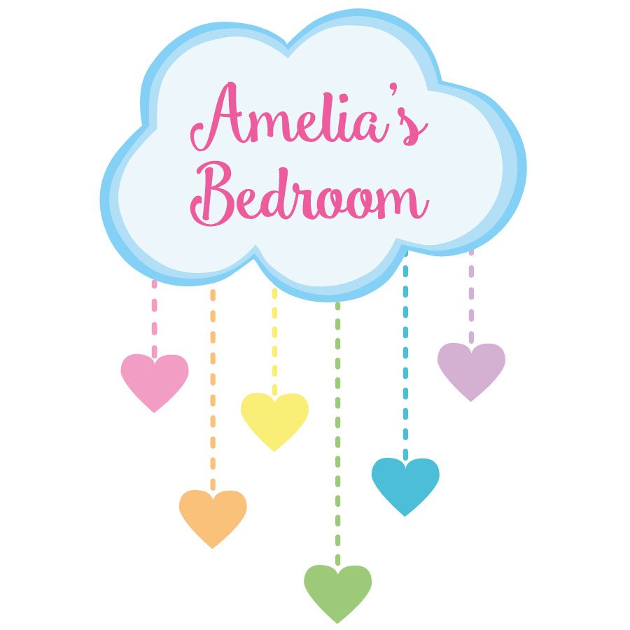 Personalised rainbow hearts wall sticker | Unicorn wall stickers | Stickerscape | UK