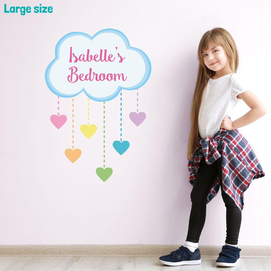 Personalised rainbow hearts wall sticker | Unicorn wall stickers | Stickerscape | UK