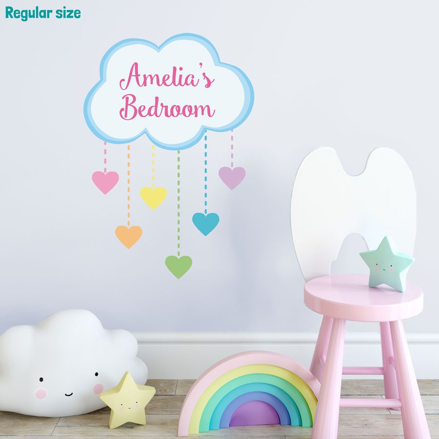 Personalised rainbow hearts wall sticker | Unicorn wall stickers | Stickerscape | UK