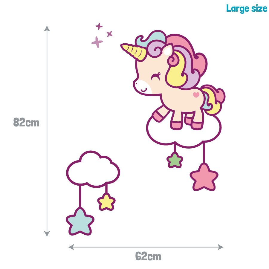 Cute unicorn and stars wall sticker | Unicorn wall stickers | Stickerscape | UK