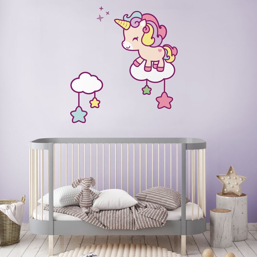 Cute unicorn and stars wall sticker | Unicorn wall stickers | Stickerscape | UK