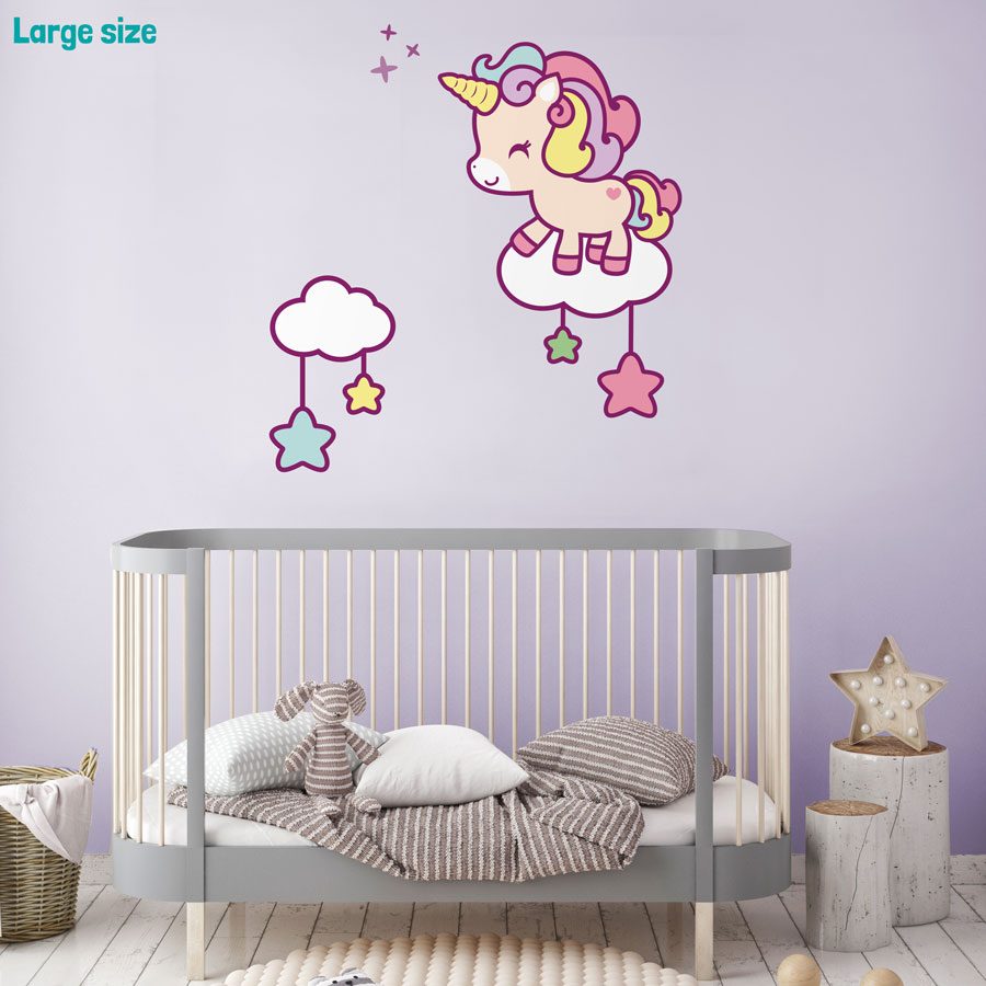 Cute unicorn and stars wall sticker | Unicorn wall stickers | Stickerscape | UK