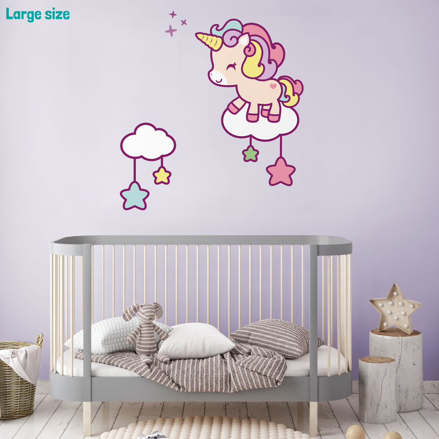Cute Unicorn And Stars Wall Sticker Unicorn Wall Stickers Stickerscape