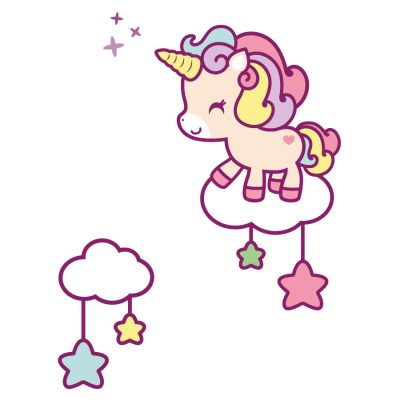 Cute unicorn and stars wall sticker | Unicorn wall stickers | Stickerscape | UK