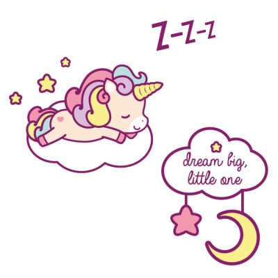 Cute sleeping unicorn wall sticker | Unicorn wall stickers | Stickerscape | UK