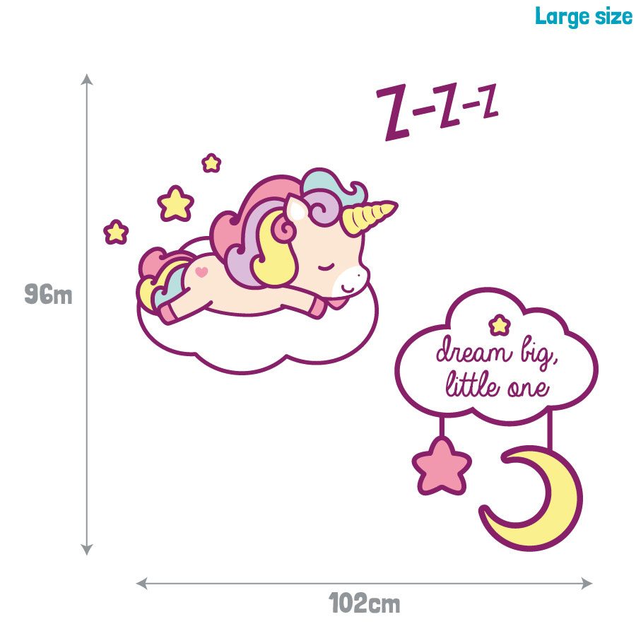 Cute sleeping unicorn wall sticker | Unicorn wall stickers | Stickerscape | UK
