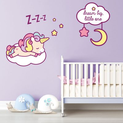 Cute sleeping unicorn wall sticker | Unicorn wall stickers | Stickerscape | UK