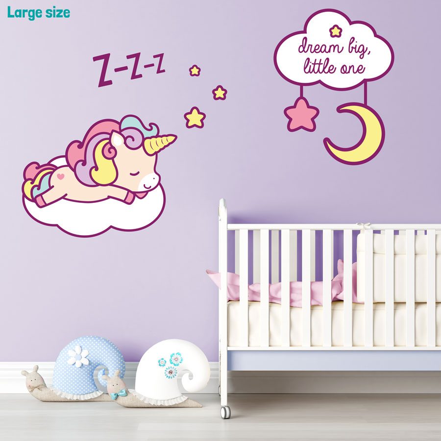 Cute sleeping unicorn wall sticker | Unicorn wall stickers | Stickerscape | UK