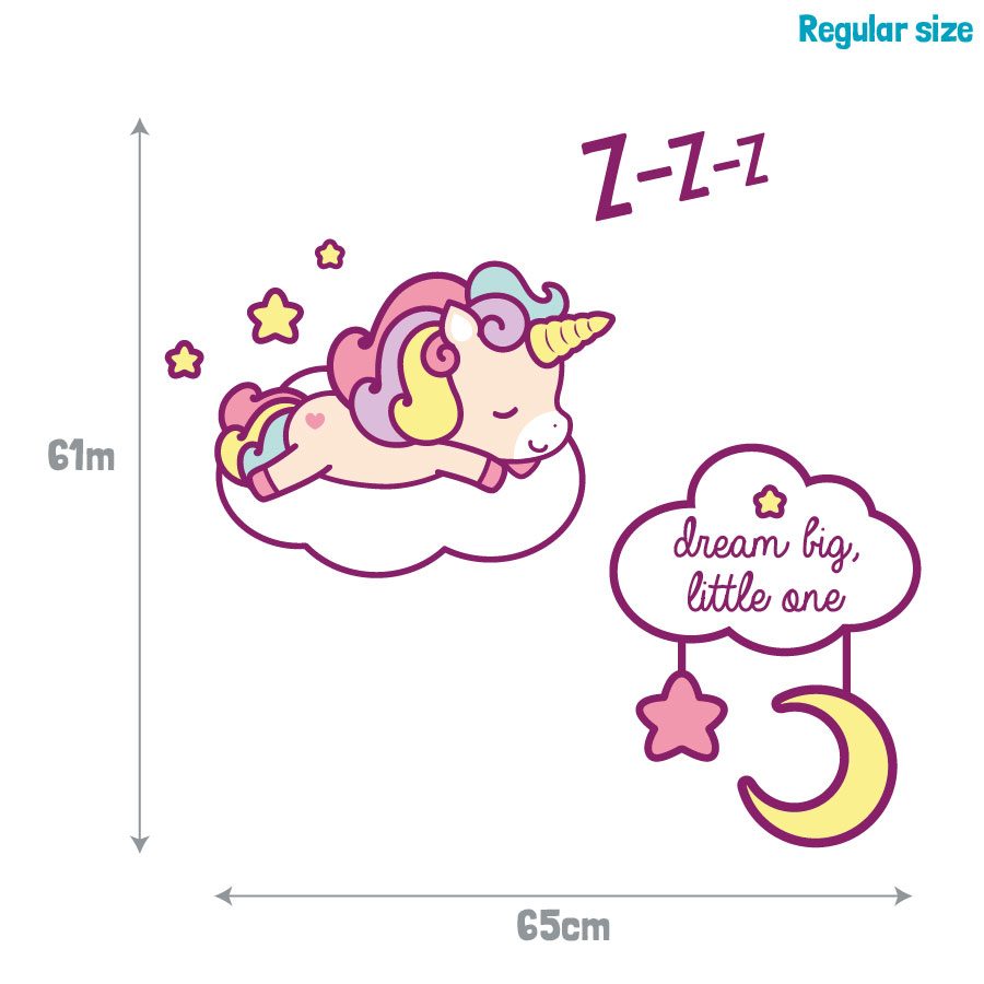 Cute sleeping unicorn wall sticker | Unicorn wall stickers | Stickerscape | UK