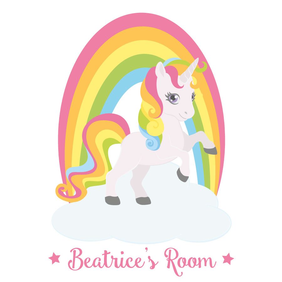 Personalised rainbow unicorn wall sticker | Unicorn wall stickers | Stickerscape | UK