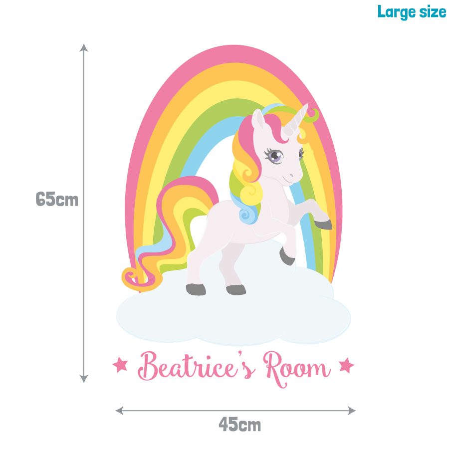 Personalised rainbow unicorn wall sticker | Unicorn wall stickers | Stickerscape | UK