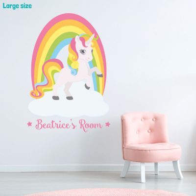 Personalised rainbow unicorn wall sticker | Unicorn wall stickers | Stickerscape | UK