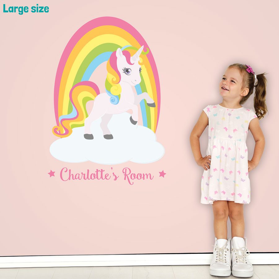 Personalised rainbow unicorn wall sticker | Unicorn wall stickers | Stickerscape | UK