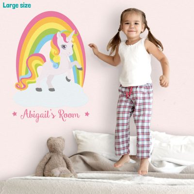 Personalised rainbow unicorn wall sticker | Unicorn wall stickers | Stickerscape | UK