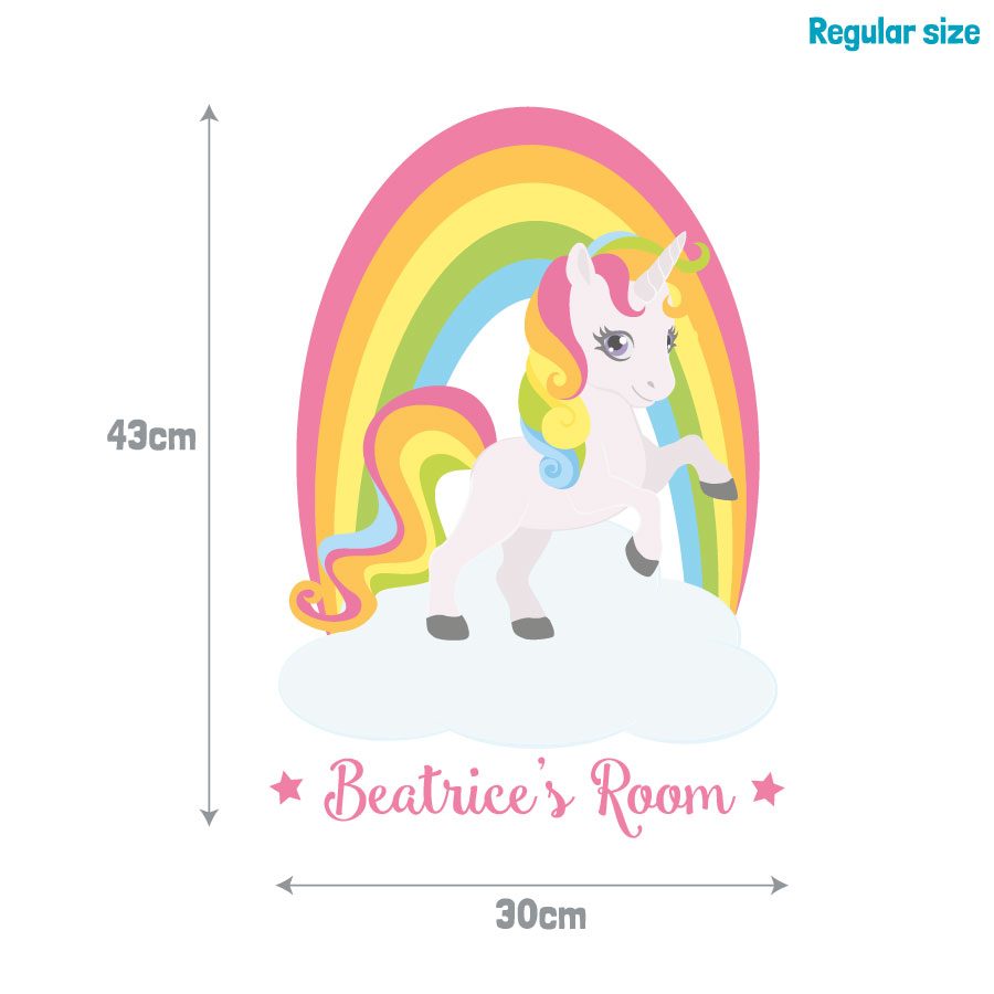 Personalised rainbow unicorn wall sticker | Unicorn wall stickers | Stickerscape | UK