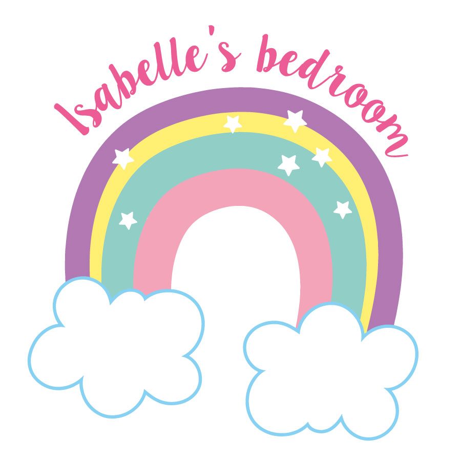 Personalised rainbow and clouds wall sticker | Unicorn wall stickers | Stickerscape | UK