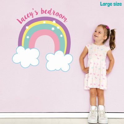 Personalised rainbow and clouds wall sticker | Unicorn wall stickers | Stickerscape | UK