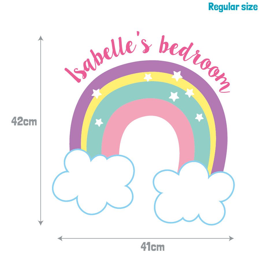 Personalised rainbow and clouds wall sticker | Unicorn wall stickers | Stickerscape | UK