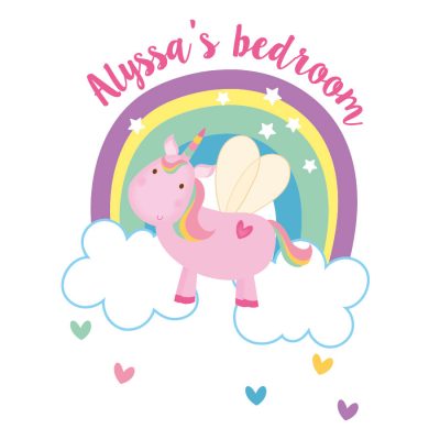 Personalised flying unicorn wall sticker | Unicorn wall stickers | Stickerscape | UK