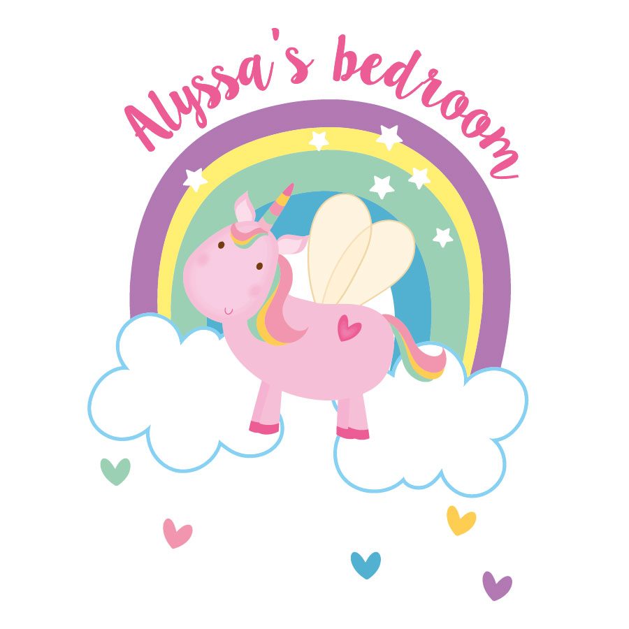 Personalised flying unicorn wall sticker | Unicorn wall stickers | Stickerscape | UK