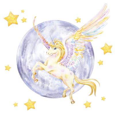 Unicorn, moon and stars wall sticker | Unicorn wall stickers | Stickerscape | UK