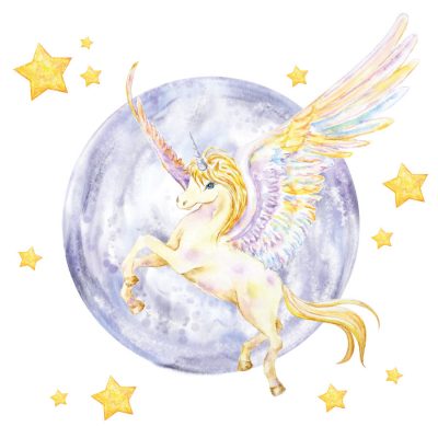 Unicorn, moon and stars wall sticker | Unicorn wall stickers | Stickerscape | UK