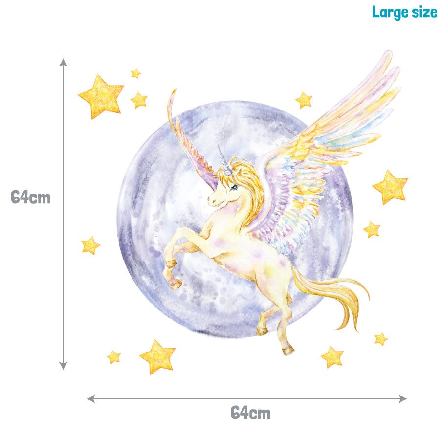 Unicorn, moon and stars wall sticker | Unicorn wall stickers | Stickerscape | UK