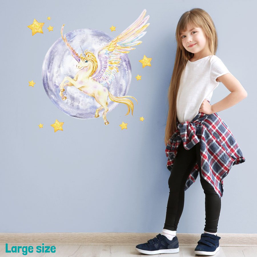 Unicorn, moon and stars wall sticker | Unicorn wall stickers | Stickerscape | UK