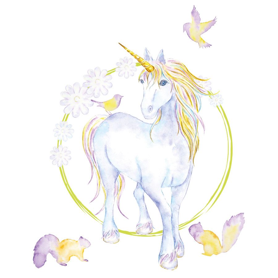 Mythical unicorn and flowers wall sticker | Unicorn wall stickers | Stickerscape | UK