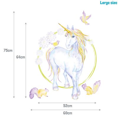 Mythical unicorn and flowers wall sticker | Unicorn wall stickers | Stickerscape | UK