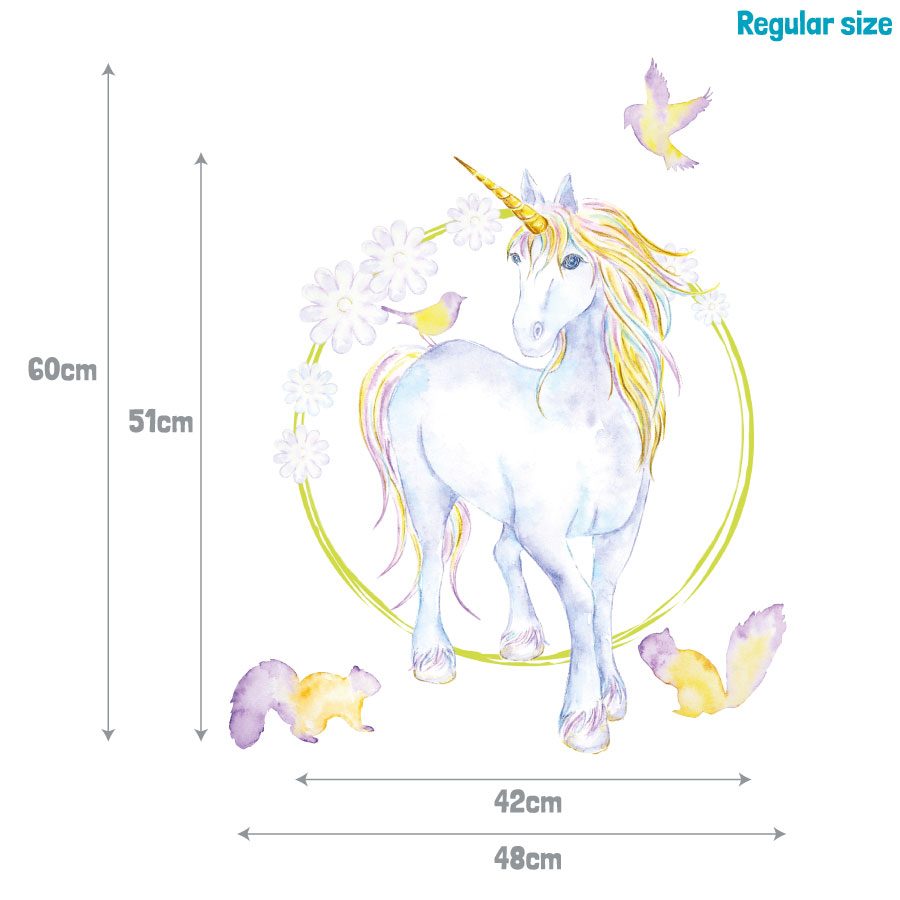 Mythical unicorn and flowers wall sticker | Unicorn wall stickers | Stickerscape | UK