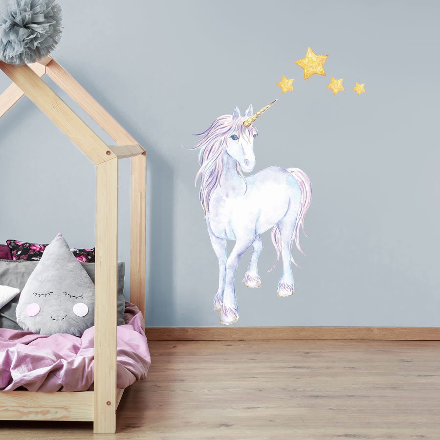 Mythical unicorn and stars wall sticker | Unicorn wall stickers | Stickerscape | UK