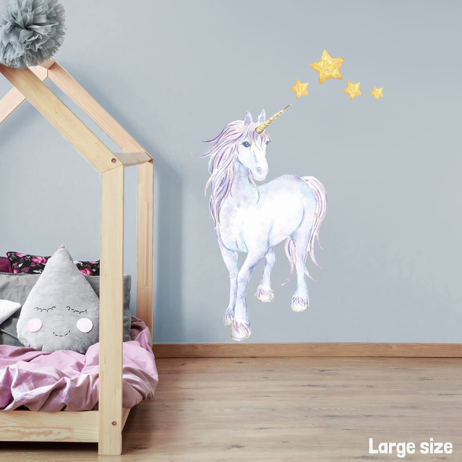 Mythical unicorn and stars wall sticker | Unicorn wall stickers | Stickerscape | UK