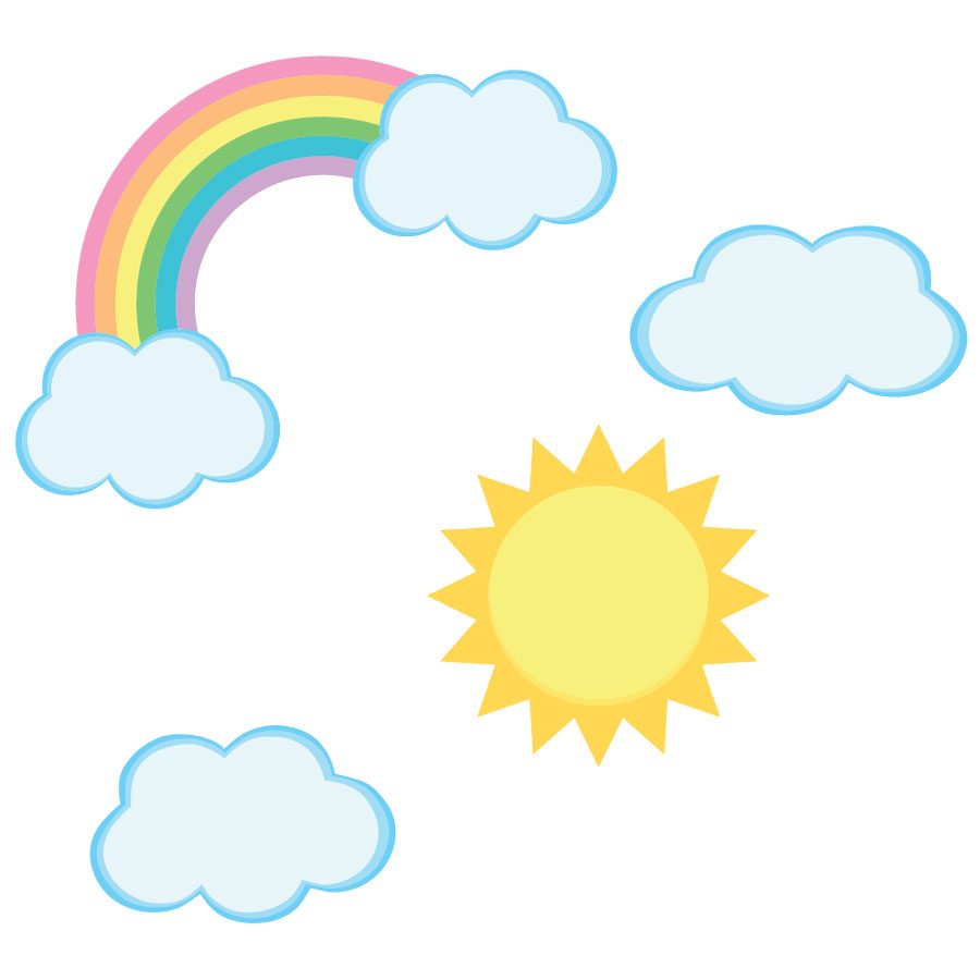 Rainbow, clouds and sun window sticker pack | Unicorn wall stickers | Stickerscape | UK