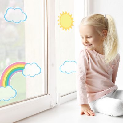 Rainbow, clouds and sun window sticker pack | Unicorn wall stickers | Stickerscape | UK