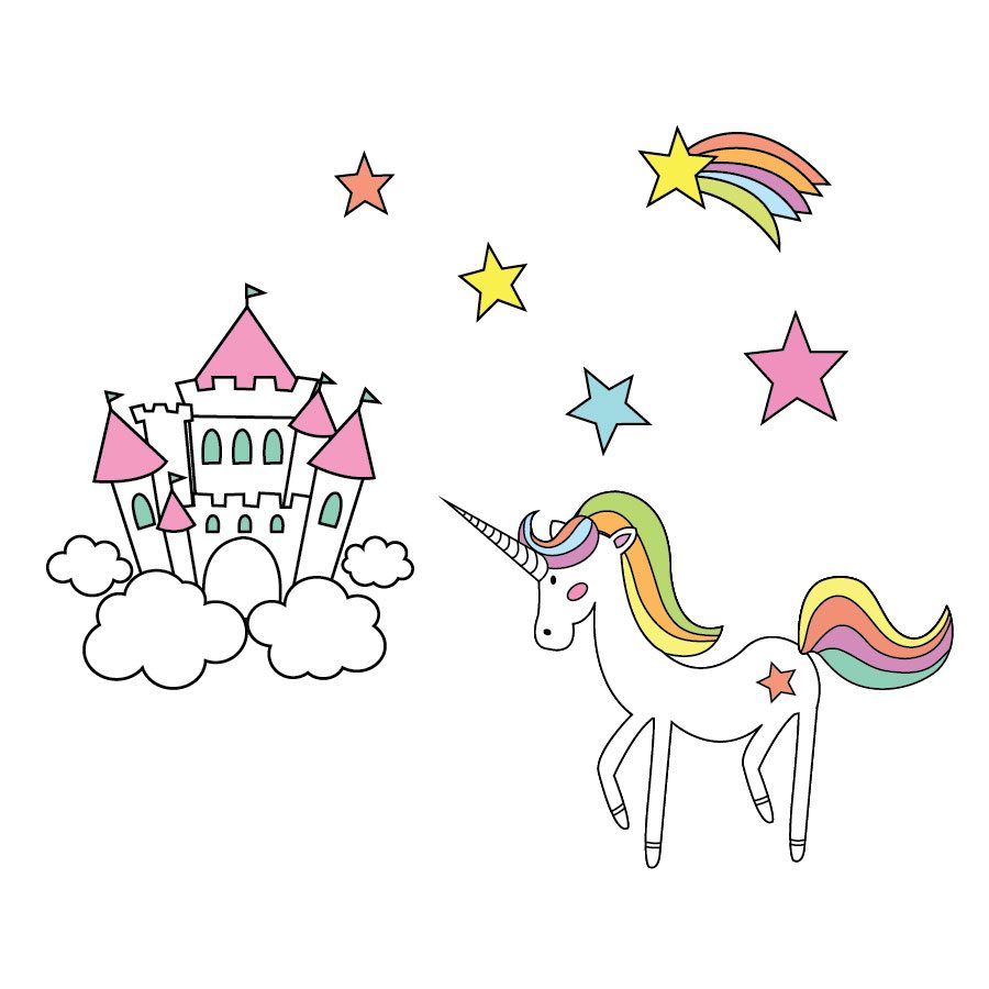 Unicorn and castle window stickers | Window stickers | Stickerscape | UK