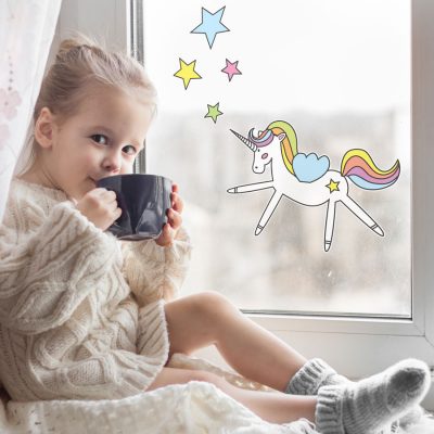 Unicorn and stars window stickers | Window stickers | Stickerscape | UK