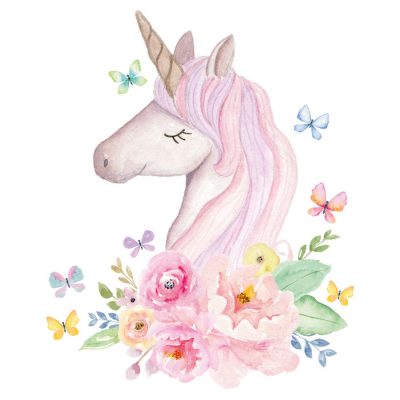 Watercolour unicorn head wall sticker | Unicorn wall stickers | Stickerscape | UK