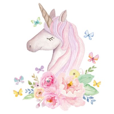 Watercolour unicorn head wall sticker | Unicorn wall stickers | Stickerscape | UK