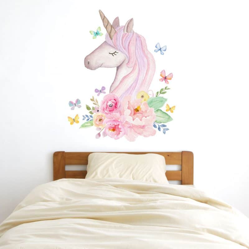 Watercolour unicorn head wall sticker | Unicorn wall stickers | Stickerscape | UK