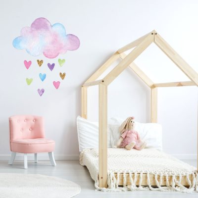 Watercolour cloud and hearts wall sticker | Unicorn wall stickers | Stickerscape | UK