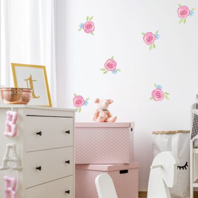 Watercolour rose wall stickers | Shape wall stickers | Stickerscape | UK