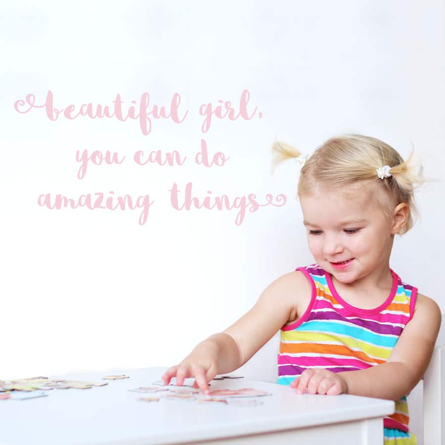 beautiful girl wall sticker quote in pink perfect for decorate a girl's bedroom