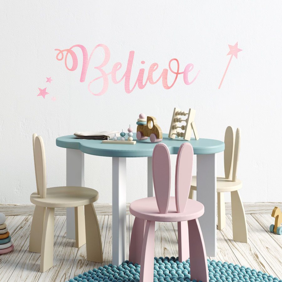 believe wall sticker quote in regular size perfect for a girls bedroom above a bed or furniture