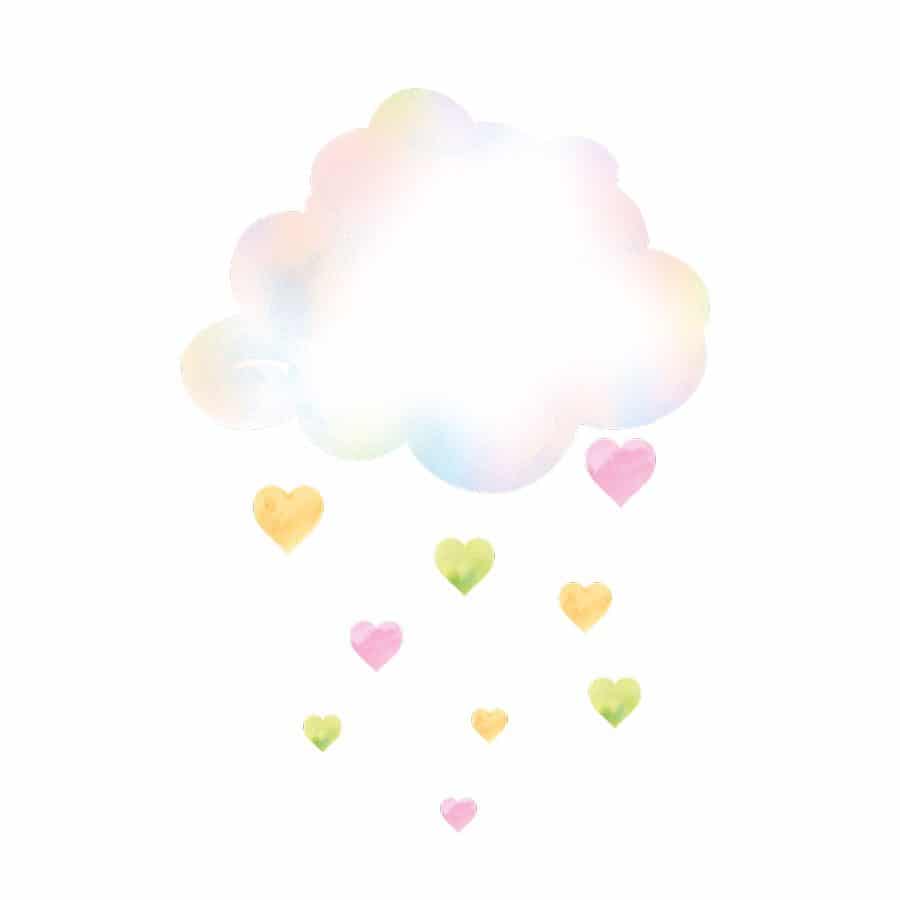clouds with hearts on white background perfect for a girls bedroom