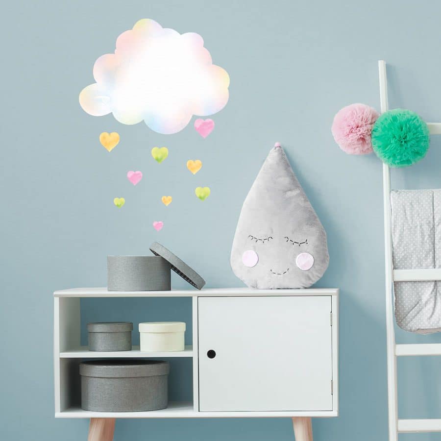 clouds with hearts in regular size perfect for a girls bedroom