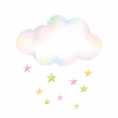 clouds with stars on white background perfect for a girls bedroom